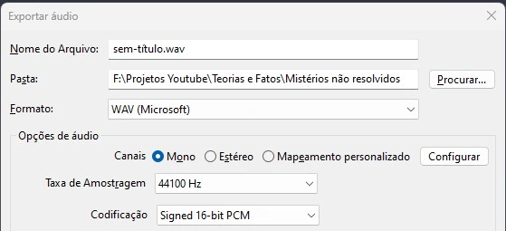 exportar áudio no audacity