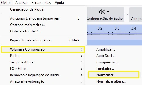 audacity normalizar o áudio