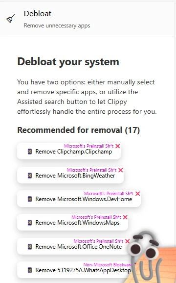 remoção de programas pelo winpilot
