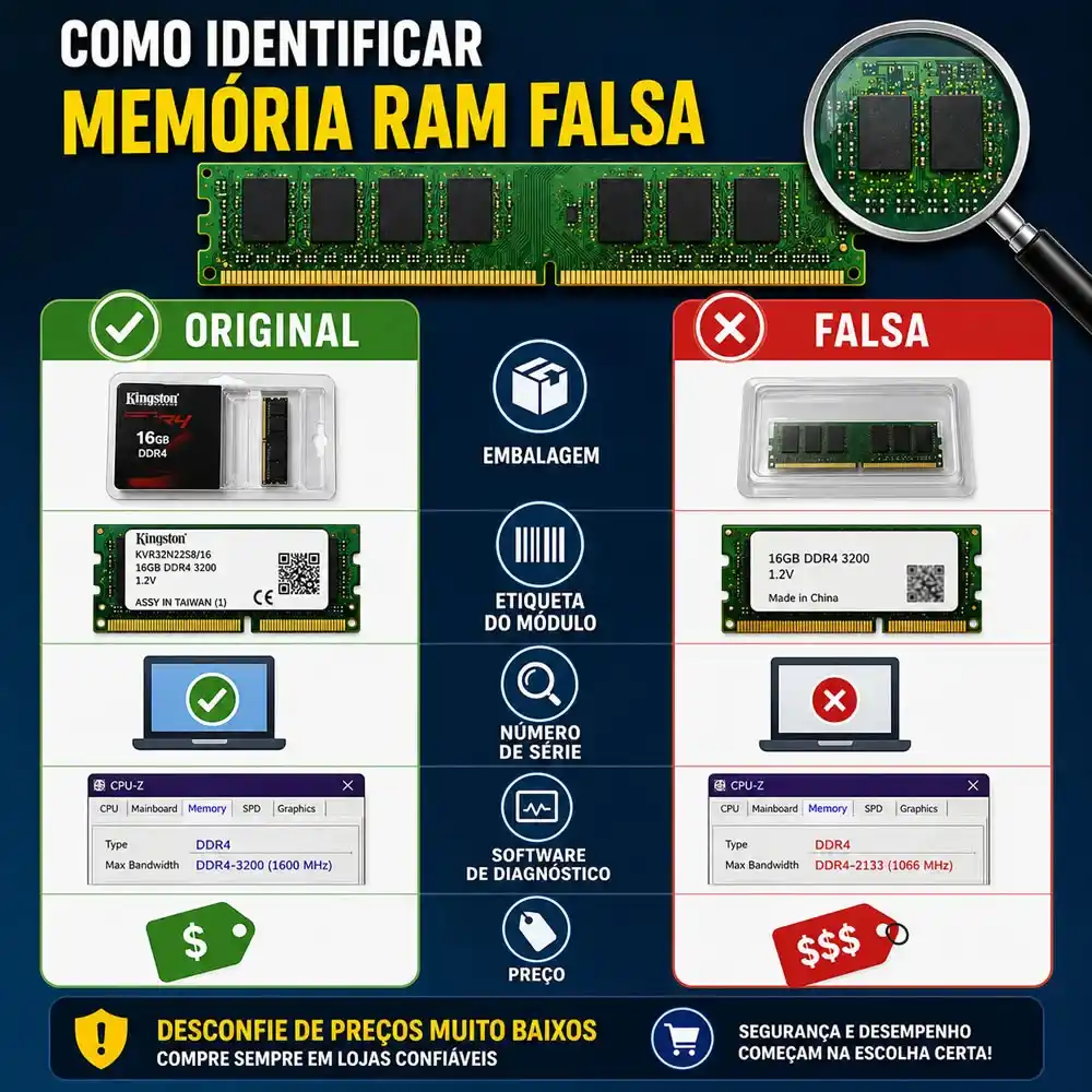 como identificar memória ram falsa
