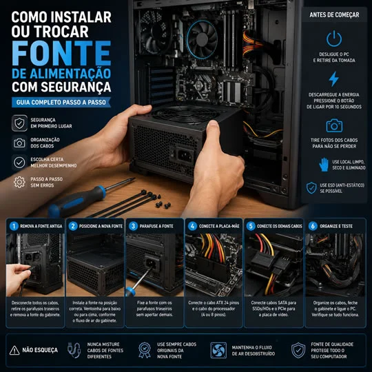 Aprenda a Instalar Uma Fonte de Alimentação com Segurança
