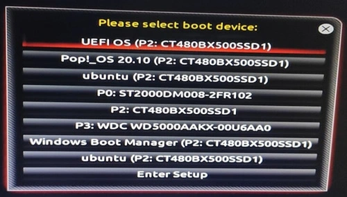 menu boot uefi