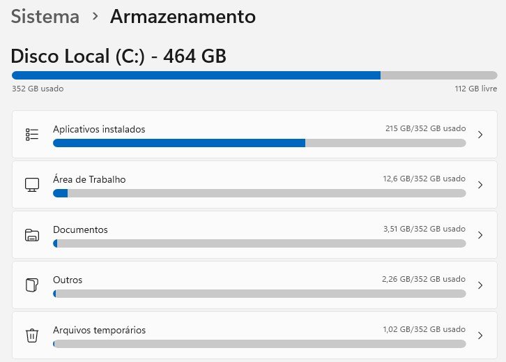 windows armazenamento