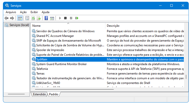 sysmain do windows