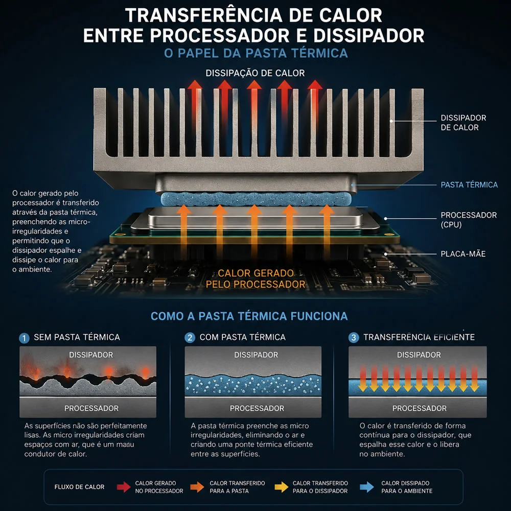 transferência de calor entre o processador e o dissipador