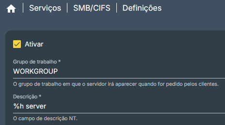 omv ativacao smb cifs